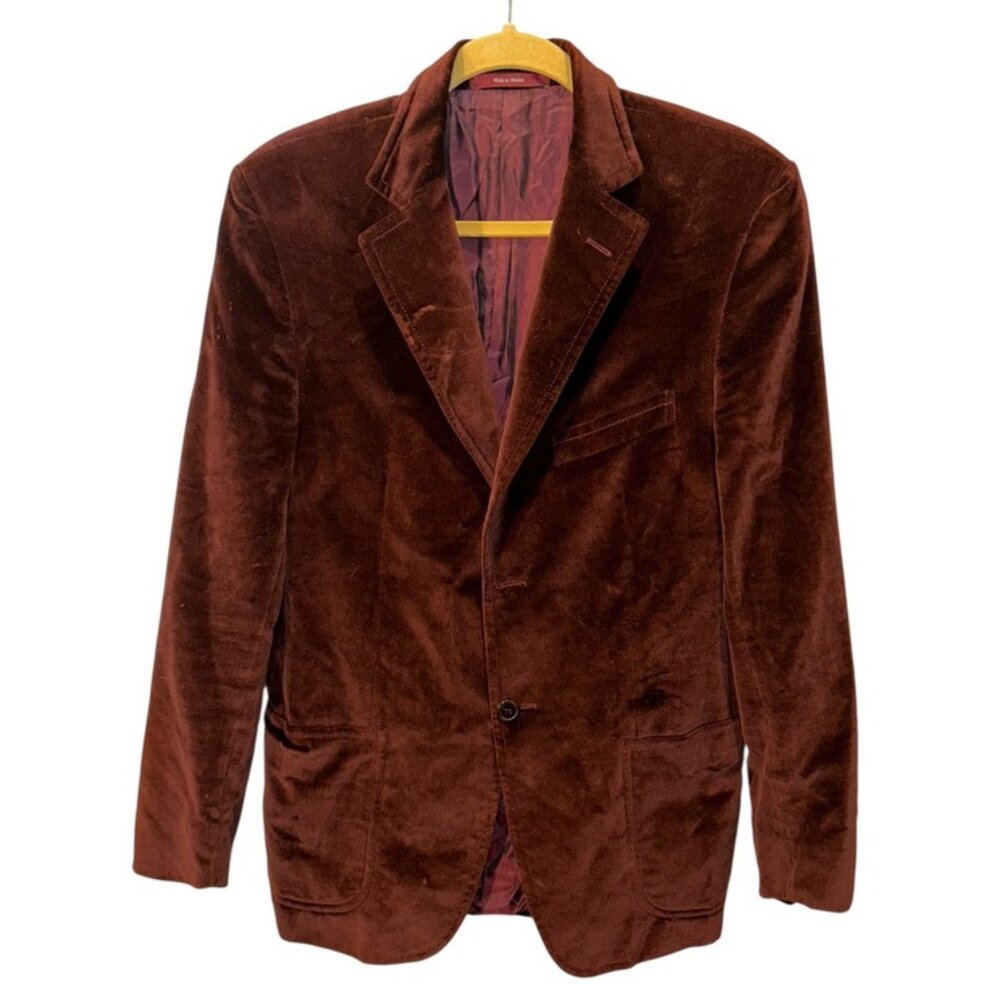 ermengildo zegna burgundy red velvet smoking jacket blazer 48R